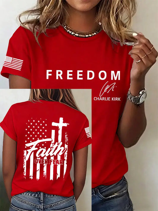 Women’s Freedom Is Not Free R.I.P Charlie Kirk Short Sleeve T-Shirt Red / S