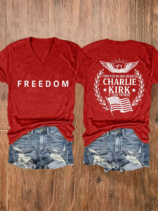 Women’s Freedom Is Not Free R.I.P Charlie Kirk Short Sleeve T-shirt Red / S