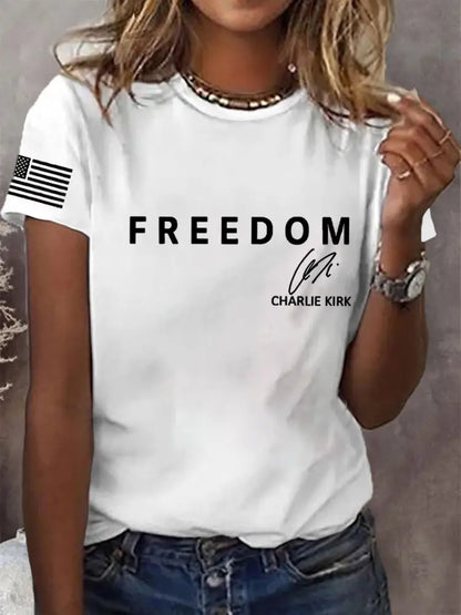 Women’s Freedom Is Not Free R.I.P Charlie Kirk Short Sleeve T-shirt White / S