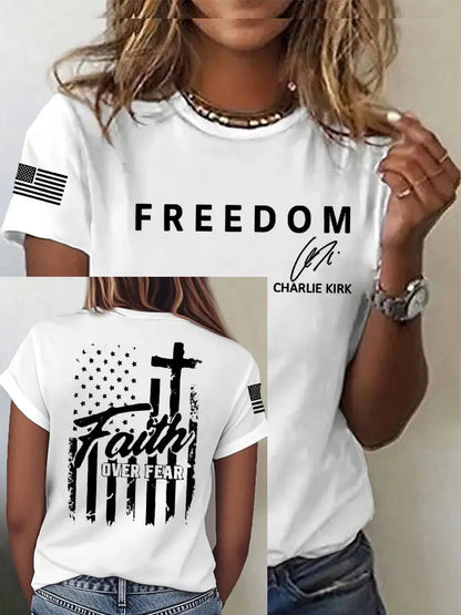 Women’s Freedom Is Not Free R.I.P Charlie Kirk Short Sleeve T-Shirt White / S