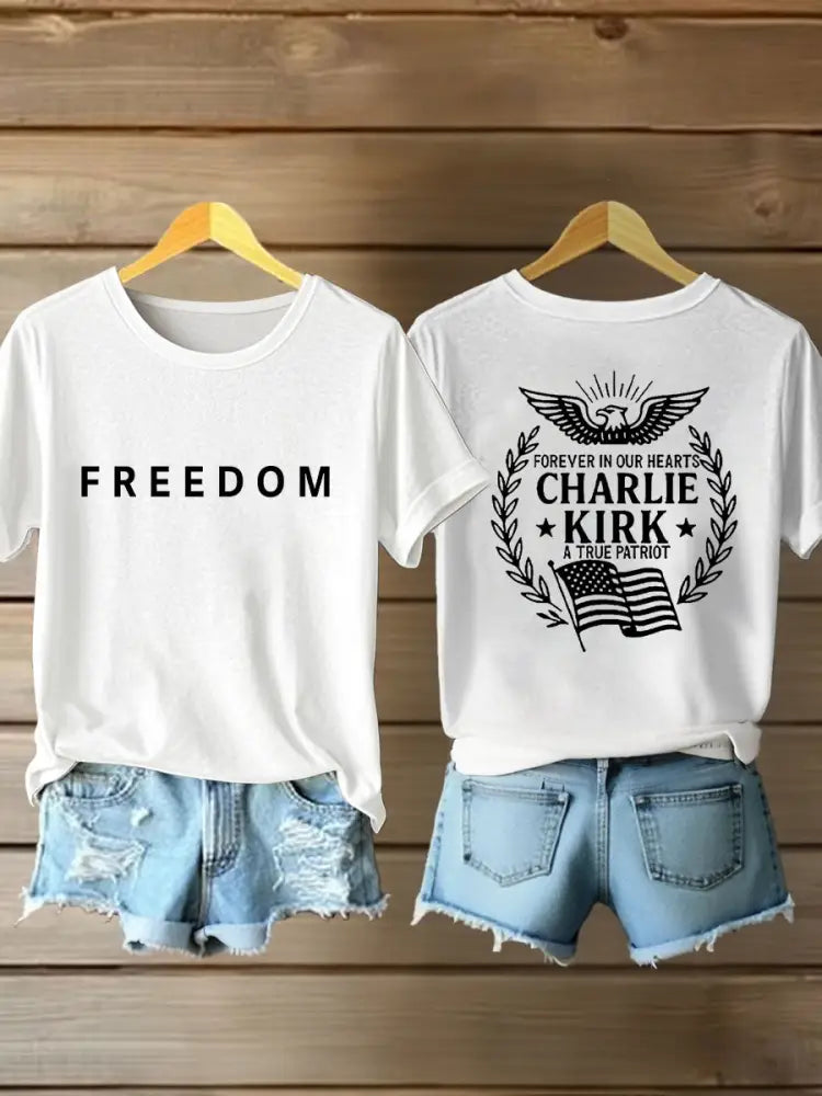 Women’s Freedom Is Not Free R.I.P Charlie Kirk Short Sleeve T-shirt White / S