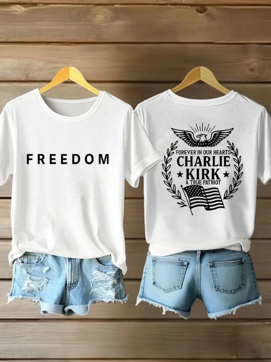 Women’s Freedom Is Not Free R.I.P Charlie Kirk Short Sleeve T-shirt White / S