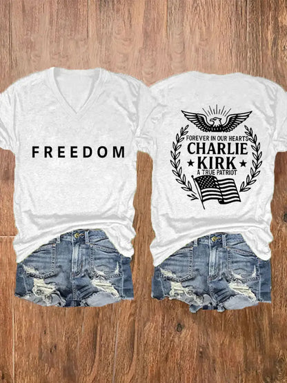 Women’s Freedom Is Not Free R.I.P Charlie Kirk Short Sleeve T-shirt White / S