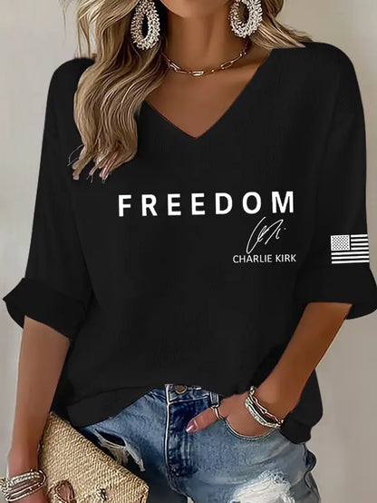Women’s Freedom Is Not Free R.I.P Charlie Kirk Waffle T-shirt Black / S