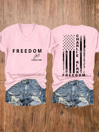 Women’s Freedom Is Not Free This is the Turning Point R.I.P Charlie Kirk Print Short Sleeve T-Shirt Light Pink / S