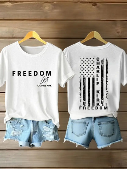 Women’s Freedom Is Not Free This is the Turning Point R.I.P Charlie Kirk Print Short Sleeve T-Shirt White / S
