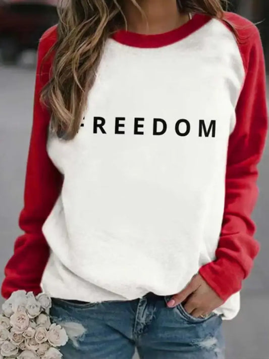 Women’s ’Freedom Isn’t Free’ American Flag Print Casual Sweatshirt A / S