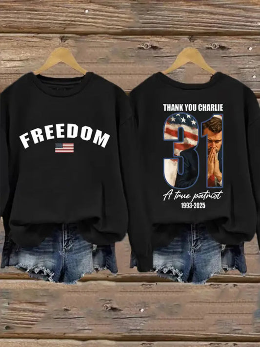 Women’s Freedom Isn’t Free American flag print casual sweatshirt A / S