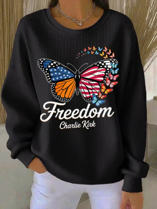Women’s Freedom Isn’t Free American flag print casual sweatshirt A / S