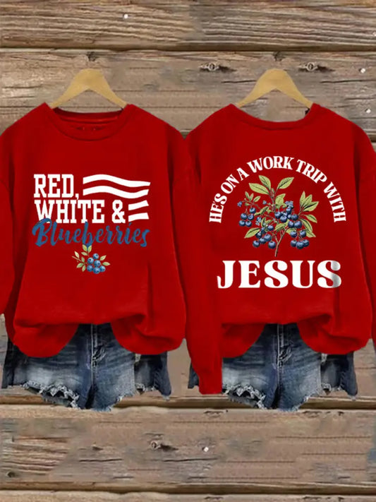 Women’s ’Freedom Isn’t Free’ American Flag Print Casual Sweatshirt A / S