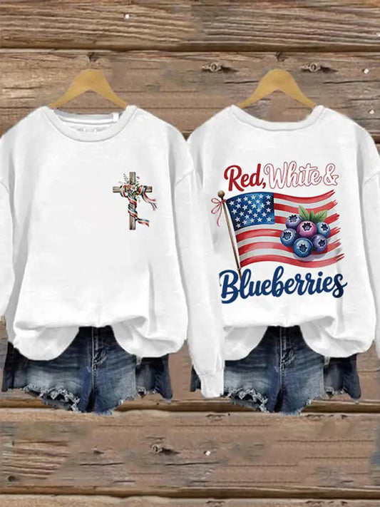Women’s ’Freedom Isn’t Free’ American Flag Print Casual Sweatshirt A / S