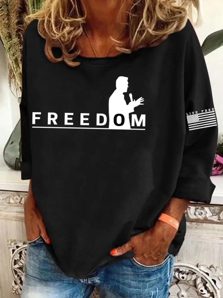 Women’s Freedom Live Free Print Sweatshirt Black / S