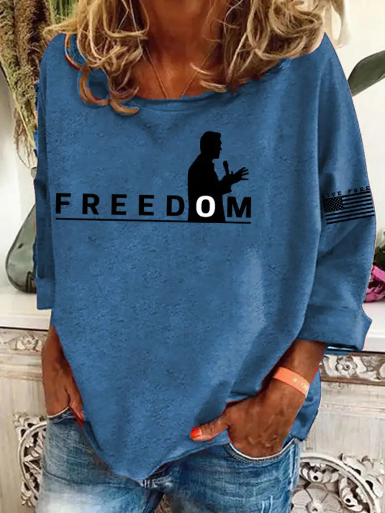 Women’s Freedom Live Free Print Sweatshirt Blue / S