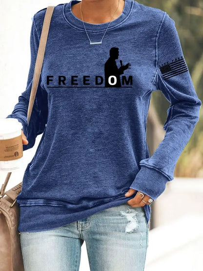 Women’s Freedom Live Free Print Sweatshirt Blue / S