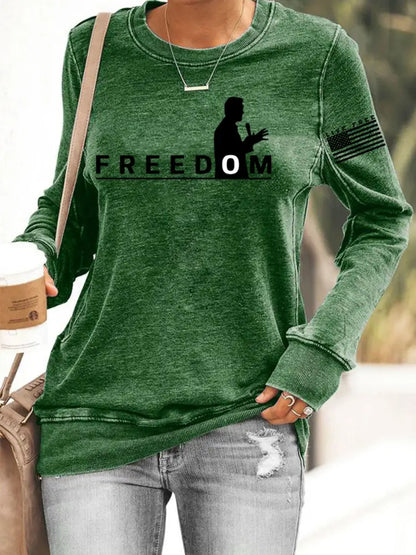 Women’s Freedom Live Free Print Sweatshirt Green / S