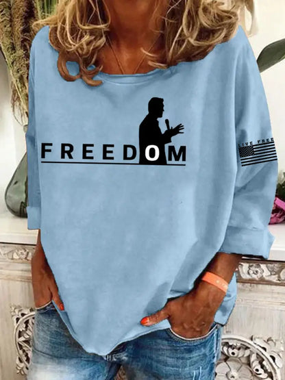 Women’s Freedom Live Free Print Sweatshirt Light Blue / S