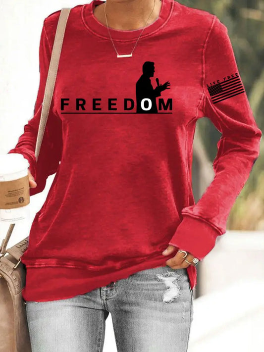 Women’s Freedom Live Free Print Sweatshirt Red / S