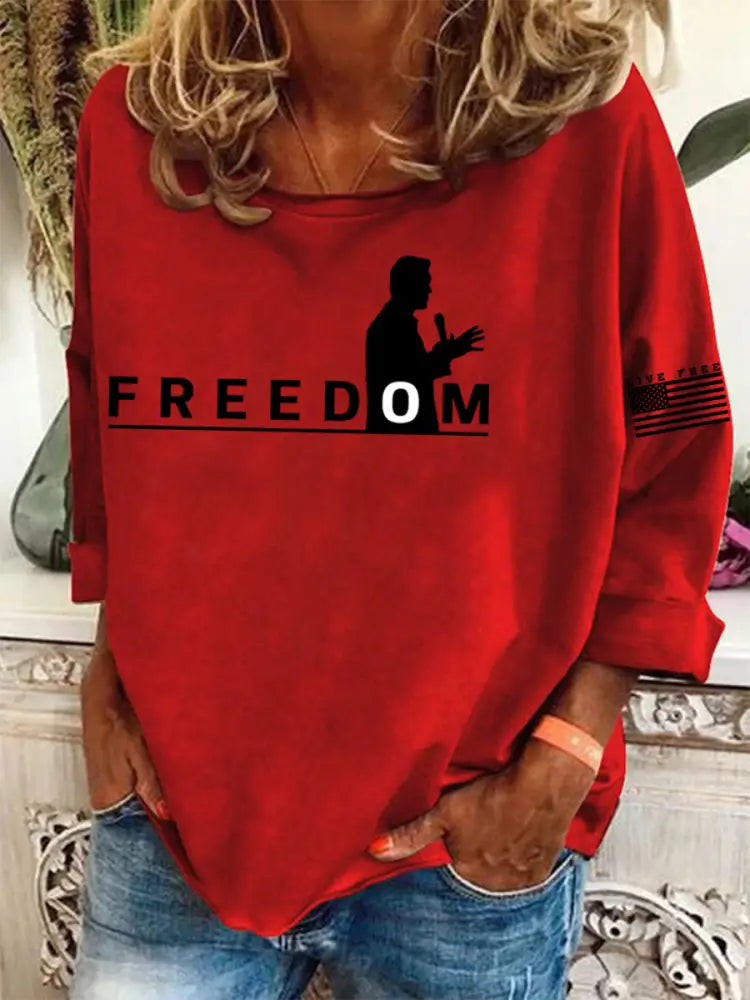 Women’s Freedom Live Free Print Sweatshirt Red / S
