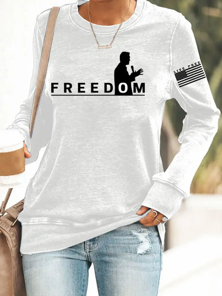 Women’s Freedom Live Free Print Sweatshirt White / S