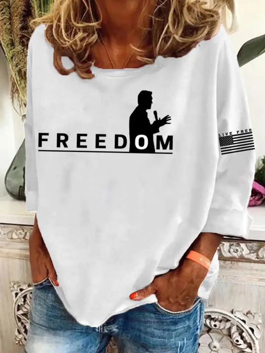 Women’s Freedom Live Free Print Sweatshirt White / S