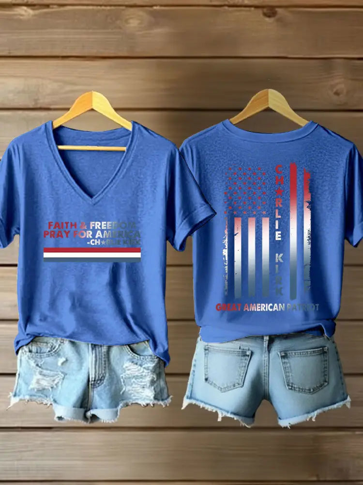 Women’s Freedom Printed Casual T-shirt Blue / S