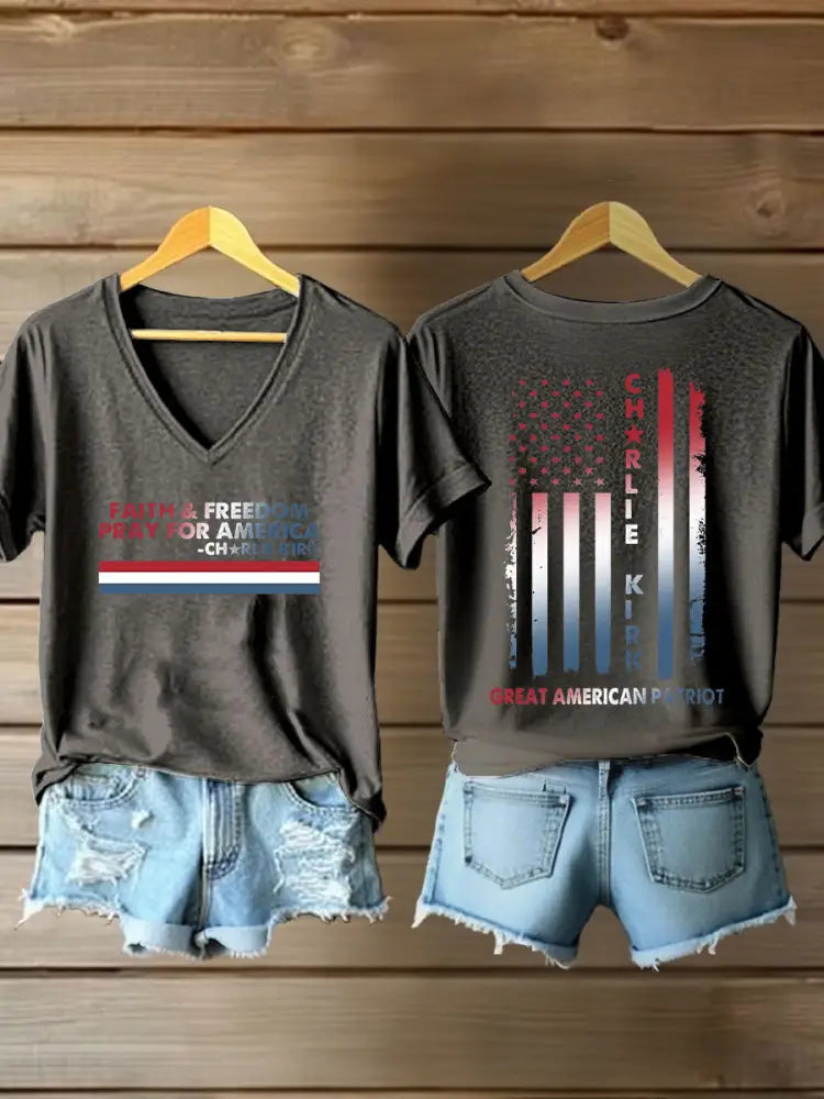 Women’s Freedom Printed Casual T-shirt Dark Gray / S