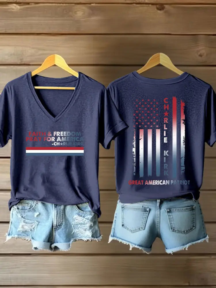 Women’s Freedom Printed Casual T-shirt Navy Blue / S