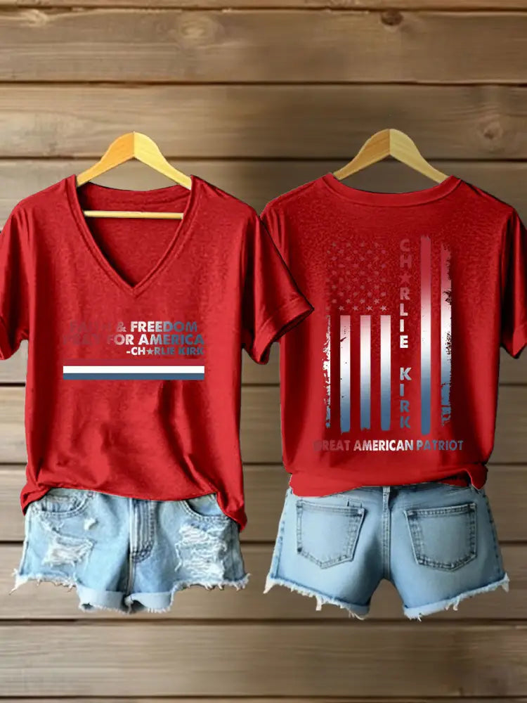 Women’s Freedom Printed Casual T-shirt Red / S