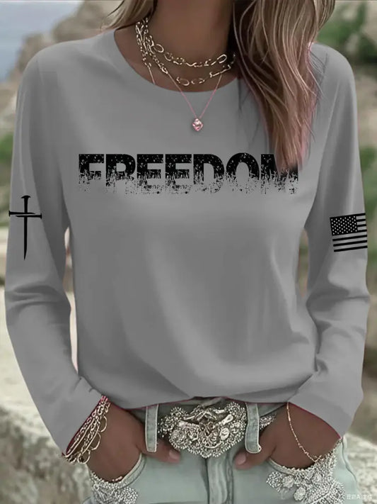 Women’s Freedom Printed Tops Gray / S
