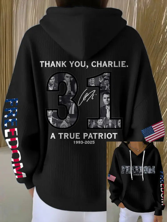 Women’s Freedom True Patriot Memorial Printed Hoodie Black / S