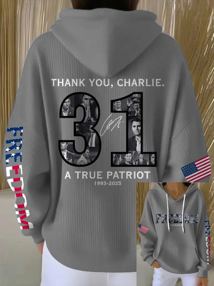Women’s Freedom True Patriot Memorial Printed Hoodie Light Gray / S