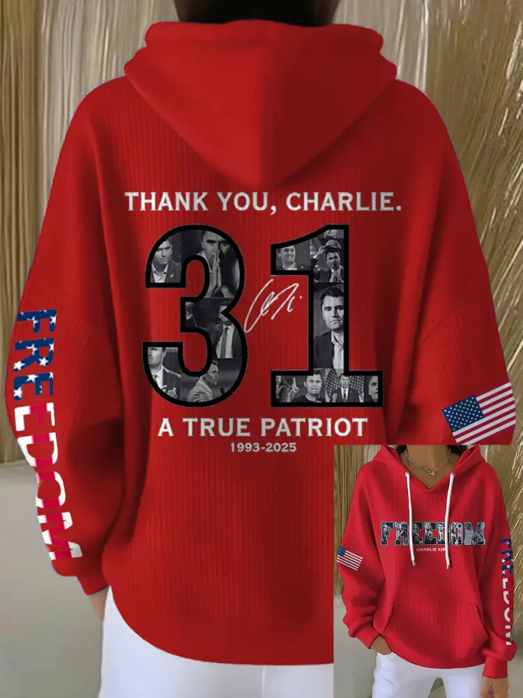 Women’s Freedom True Patriot Memorial Printed Hoodie Red / S