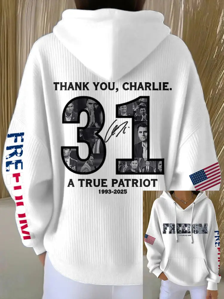 Women’s Freedom True Patriot Memorial Printed Hoodie White / S