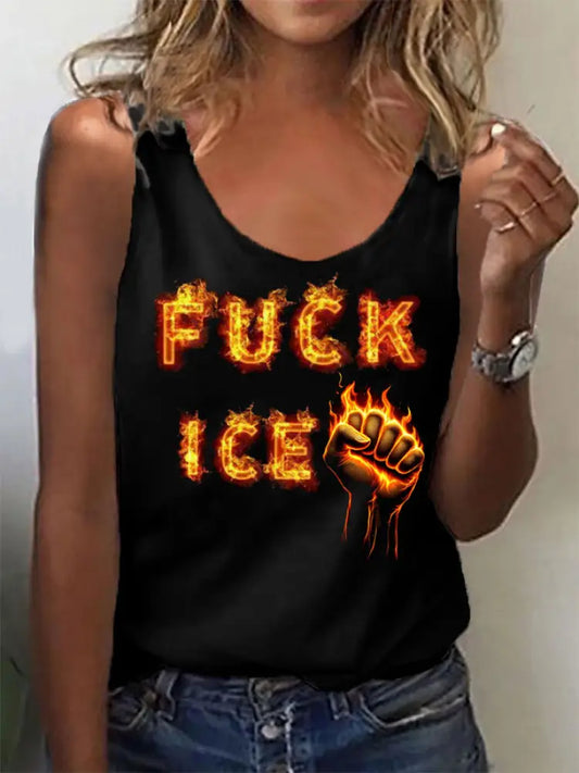 Women’s FUCK ICE Flame Vests Black / S