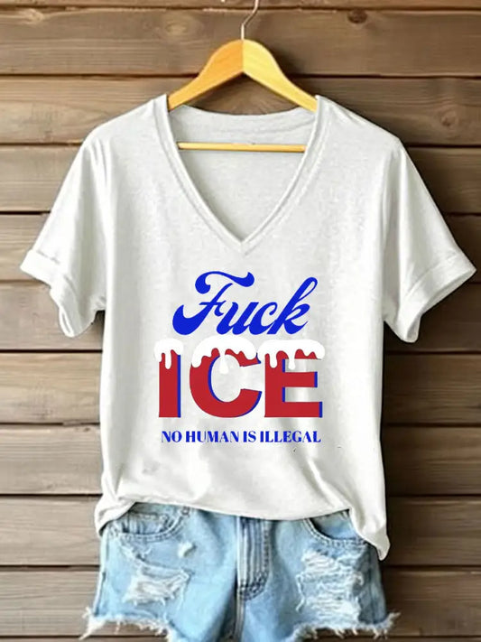 Women’s Fuck ICE Printed Casual T-shirt White / S