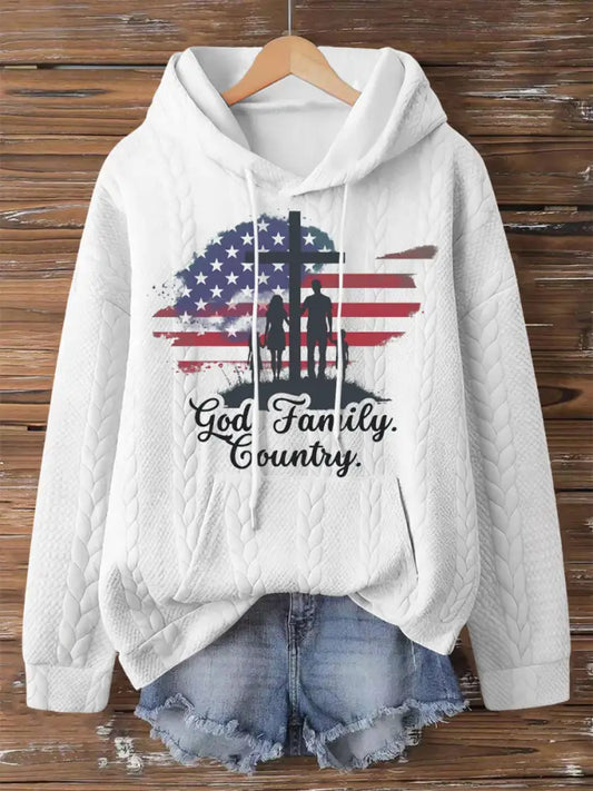 Women’s God Family Country In That Order Charlie Kirk Print Hoodie White / S