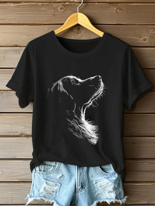Women’s Golden Retriever Printed Casual T-shirt Black / S