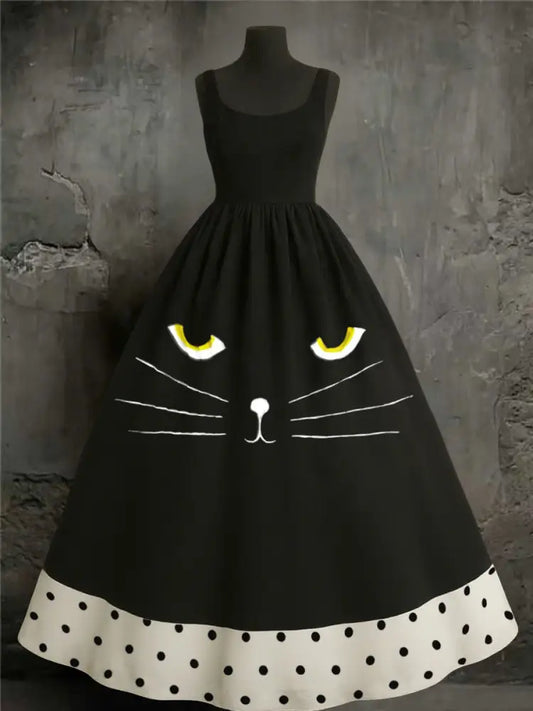 Women’s Halloween Cat Dress Black / S