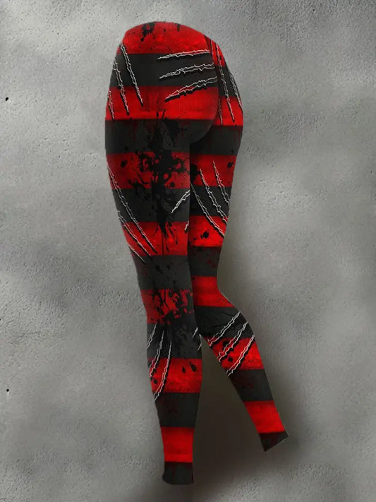 Women’s Halloween Horror Nightmare Printed Leggings Red / S