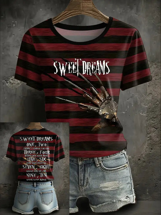 Women’s Halloween Horror Nightmare Printed T-shirt As picture / S