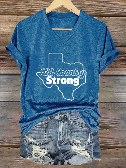 Women’s Hill Country Strong Print T-Shirt Blue / S