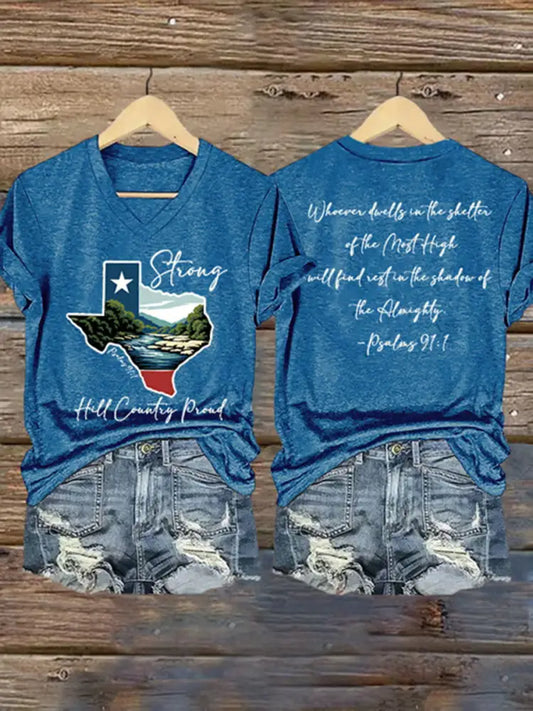 Women’s Hill Country Strong Print T-Shirt Blue / S