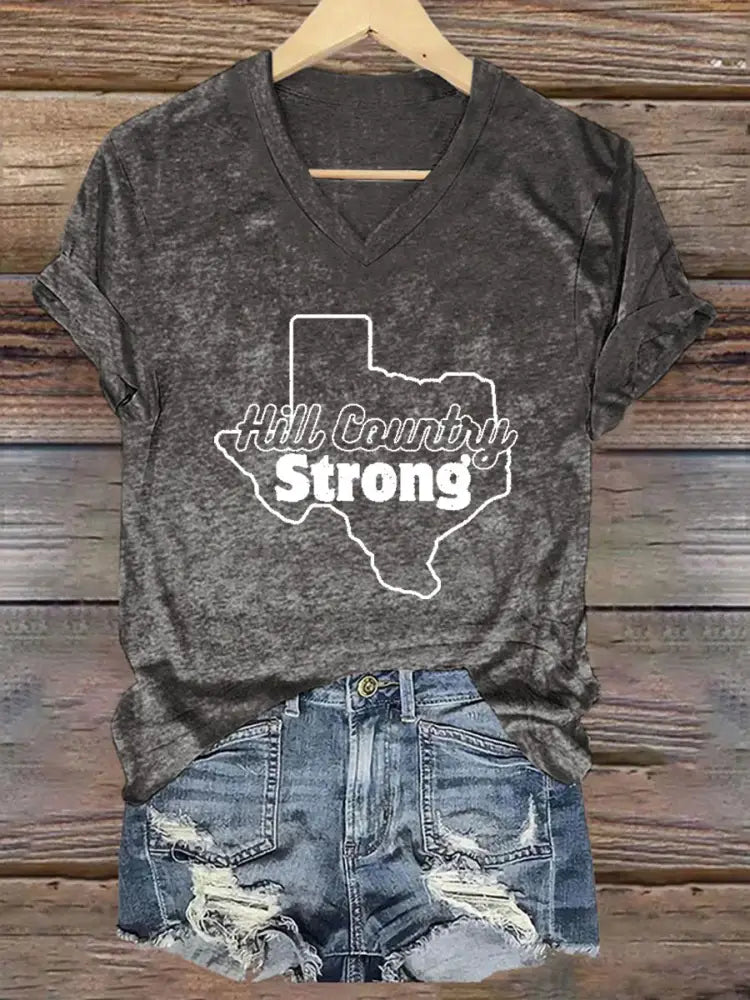 Women’s Hill Country Strong Print T-Shirt Dark Gray / S