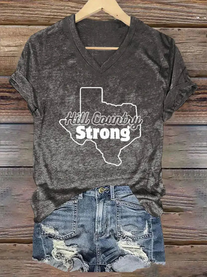 Women’s Hill Country Strong Print T-Shirt Dark Gray / S