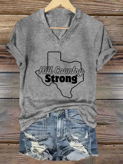 Women’s Hill Country Strong Print T-Shirt Light Gray / S