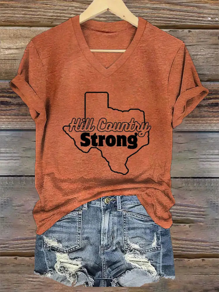 Women’s Hill Country Strong Print T-Shirt Pumpkin Orange / S