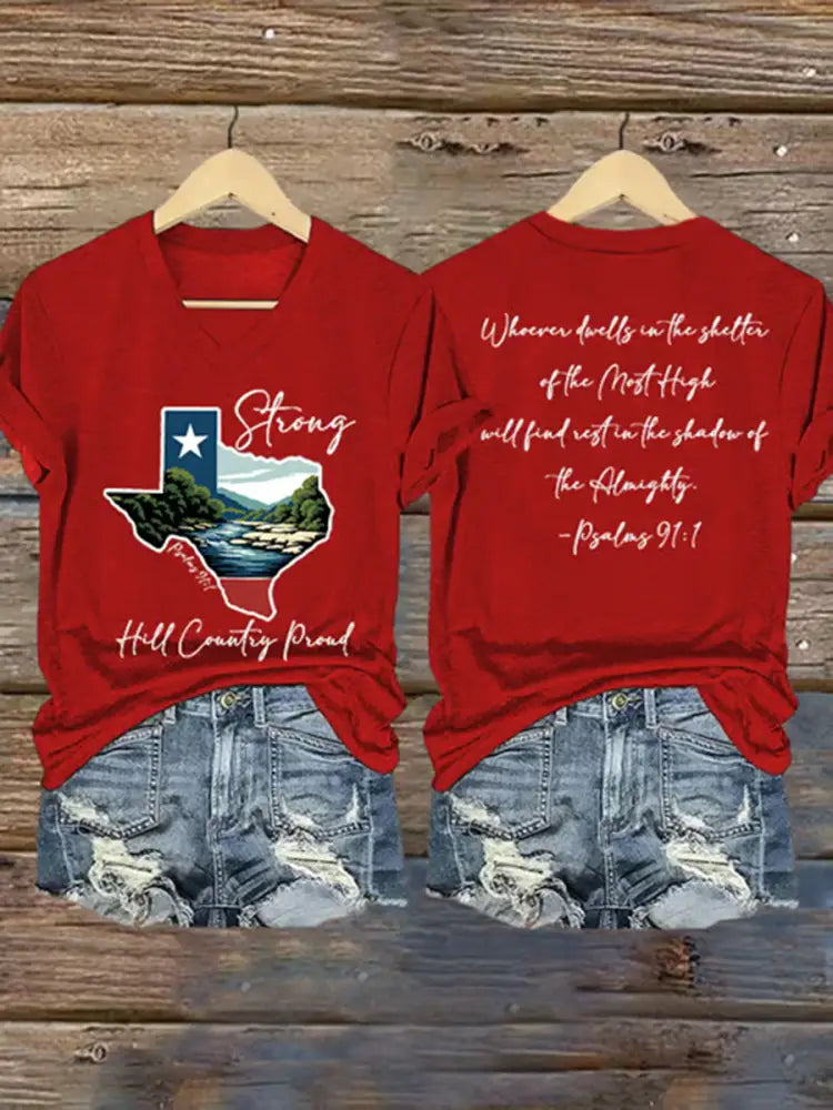 Women’s Hill Country Strong Print T-Shirt Red / S