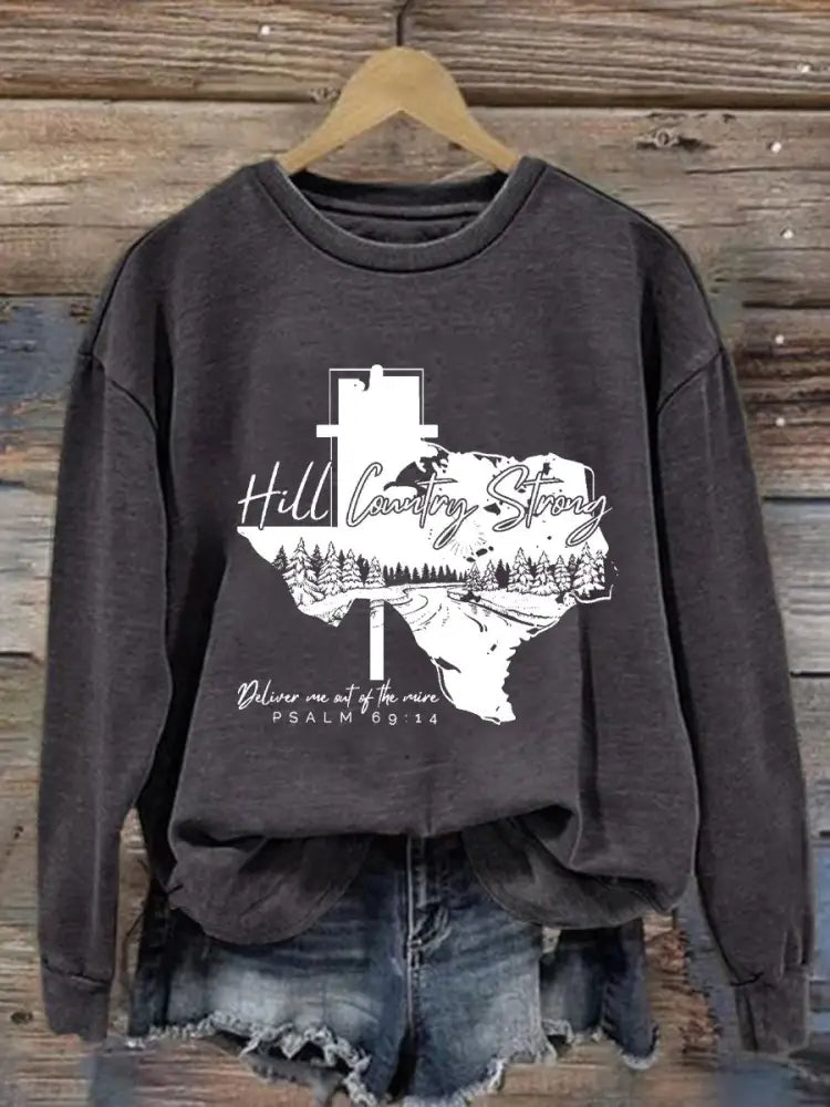 Women’s Hill Country Strong Print Top Dark Gray / S