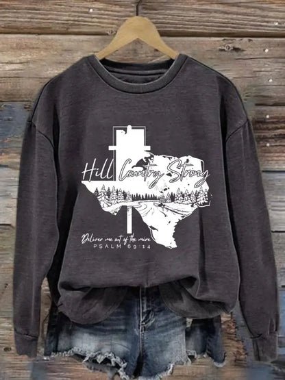 Women’s Hill Country Strong Print Top Dark Gray / S