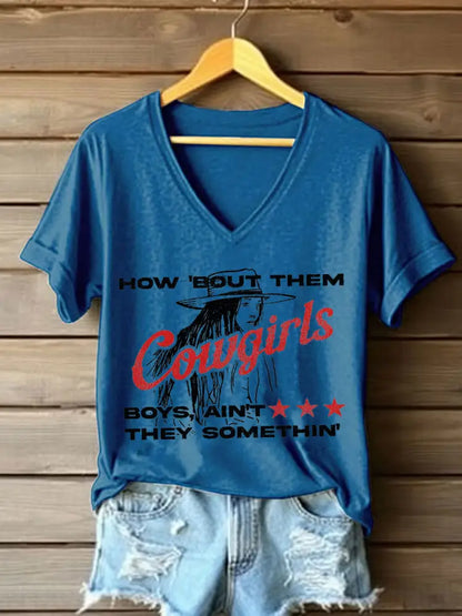 Women’s How ’Bout Them Cowgirls Short Sleeve T-Shirt Blue / S